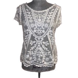 Ultra Flirt Womens Size Large See Through Lace Top